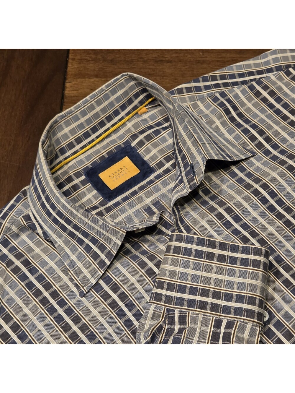 Robert Talbott Carmel Plaid Cotton Button Down Shirt Mens XL Blue Gray